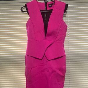 ASOS Hot Pink V neck Midi Dress